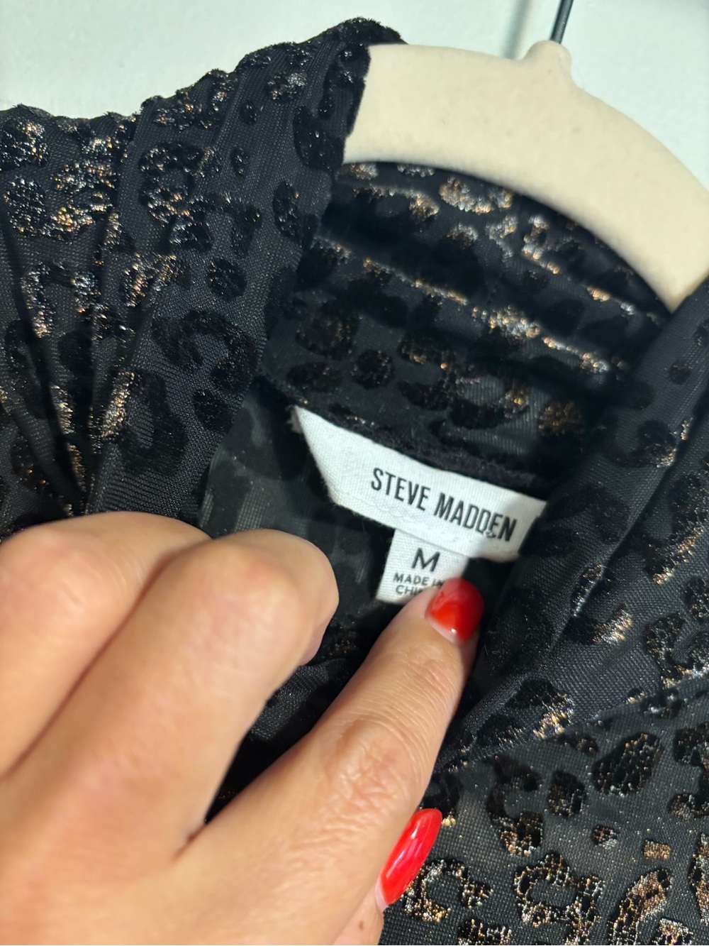 Steve Madden Black and Gold Metallic Leopard-Print Long Sleeve Midi Dress Size M - Picture 2 of 6